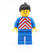 LEGO trn071 - Red & White Stripes (Blue Legs, Black Ponytail Hair)